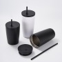 Double-layer Stainless Steel Straw Coffee Cup